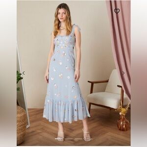 Monsoon Mary Embellished Corset Blue Maxi Dress